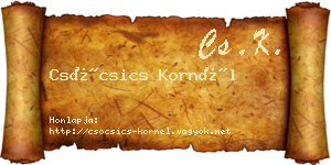 Csócsics Kornél névjegykártya